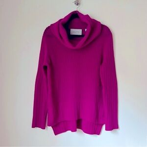 Valette Wool Cashmere Fuchsia Pink Oversized Cowl Neck Pullover Sweater M
